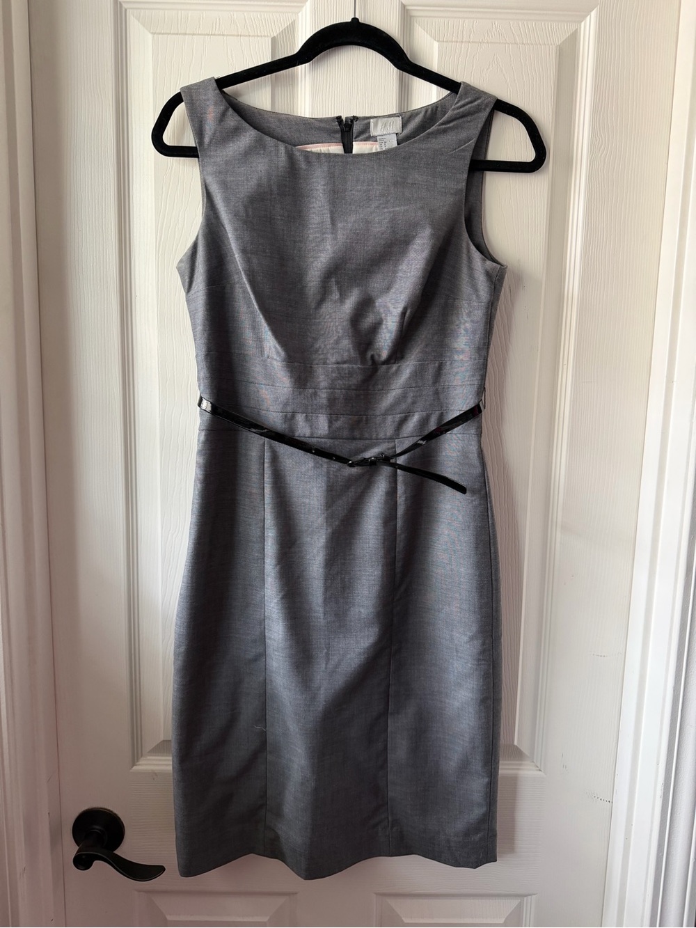 H&M Gray Sleeveless Sheath Dress with Thin Belt